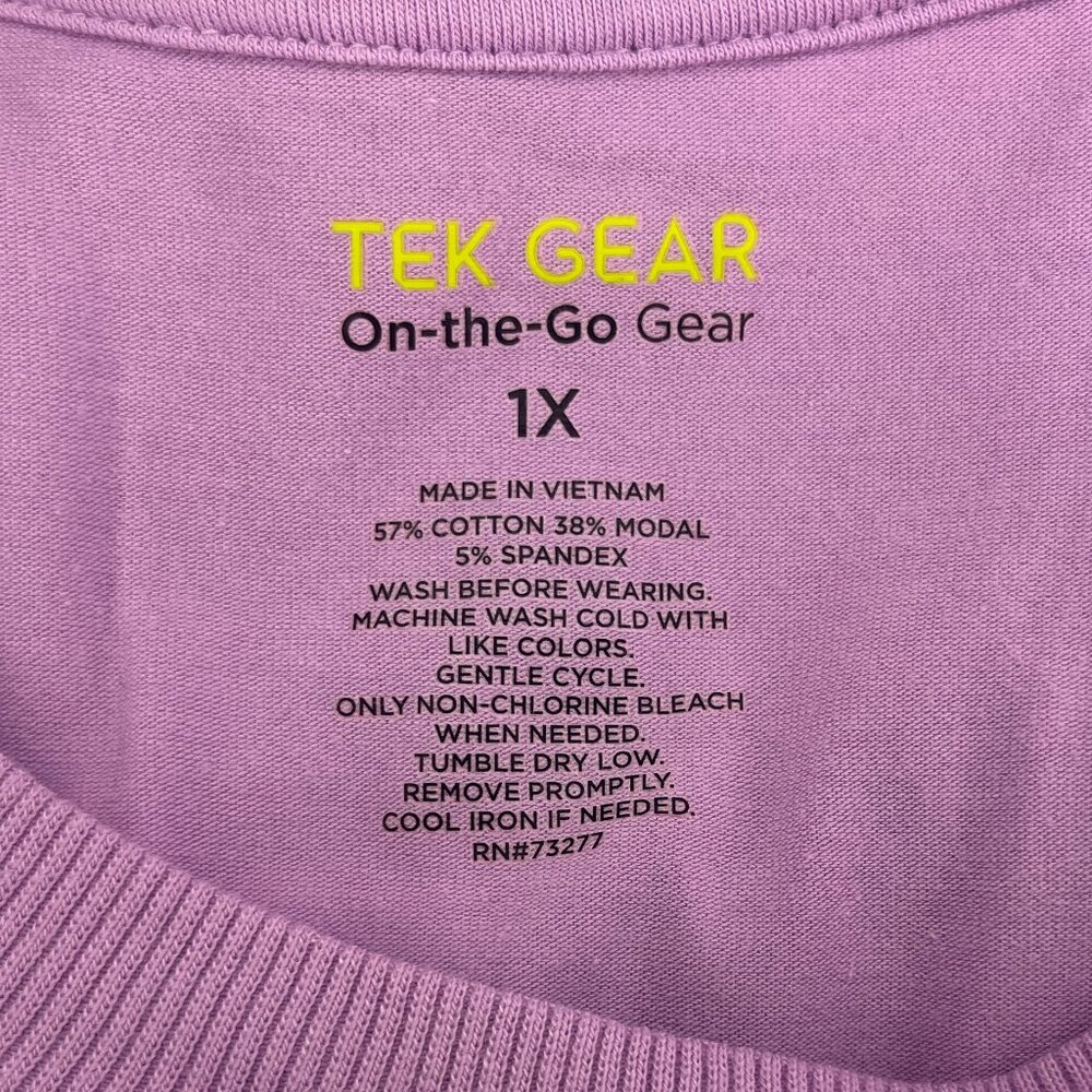 Tek Gear Womens Sz 1X Lavender On The Go Short Sleeve Stretch Soft Crew T Shirt - Picture 3 of 3